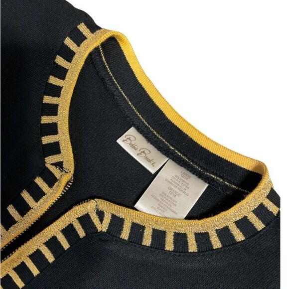 Vintage Bobbie Brooks Black with gold edging zip up cardigan sweater size Large - Picture 5 of 8